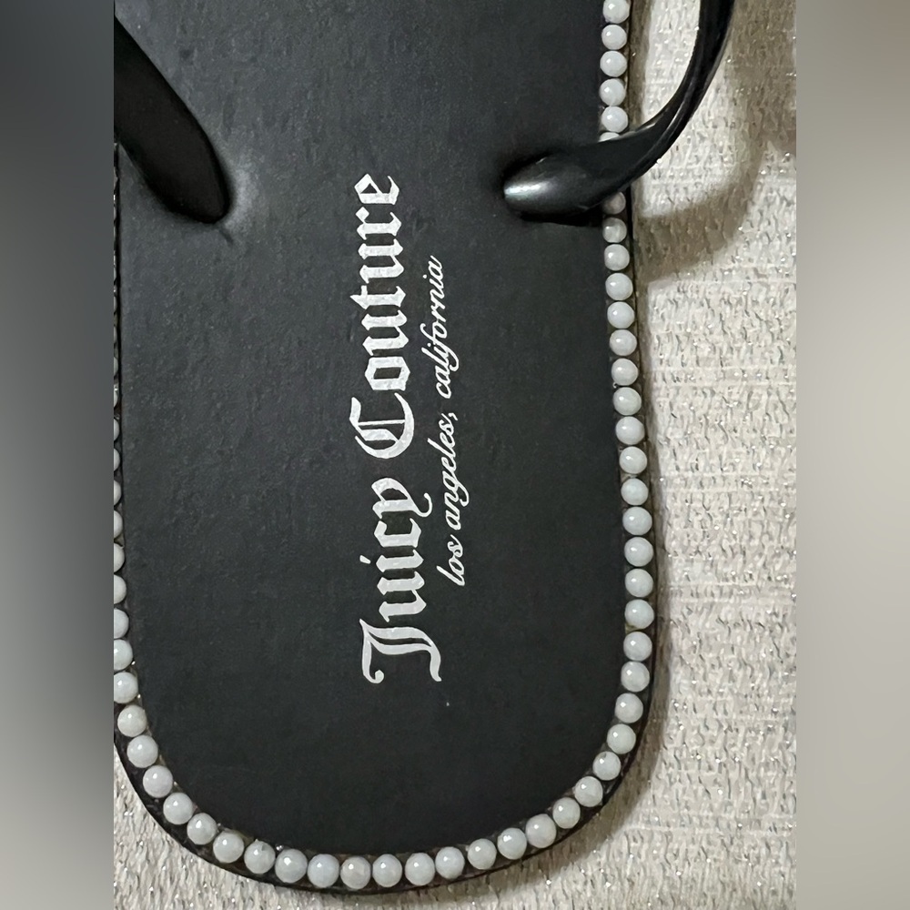 NWOT Black Embellished Thong Slippers by Juicy Couture - Size 10/ Large - Picture 3 of 7